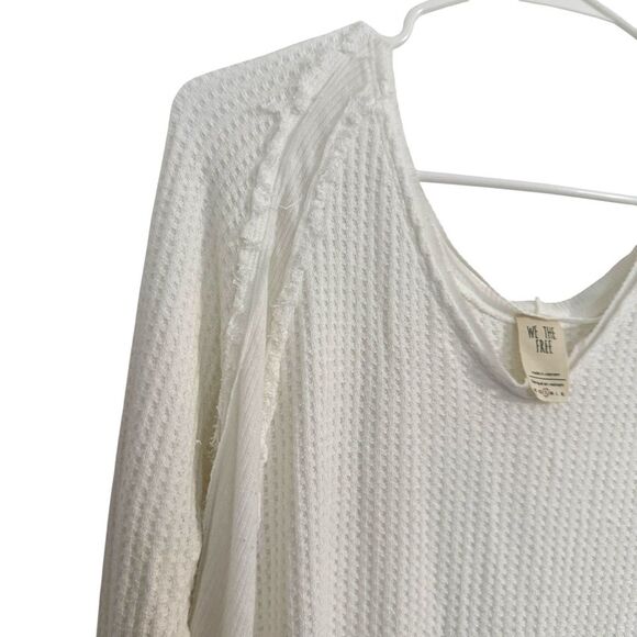 We the Free People Womens Small Catalina White Thermal Long Sleeve V-neck Top - Picture 4 of 10